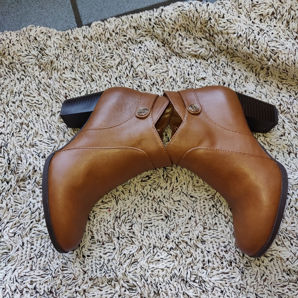 GIANI BERNINI Womens Brown Logo Abalina Almond Toe Block Heel Booties 6.5 - Picture 5 of 12